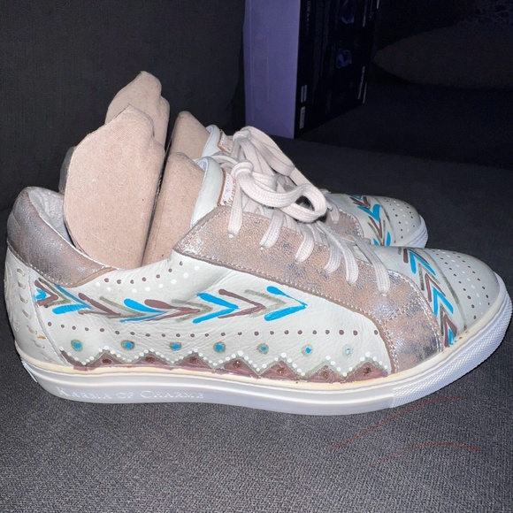 Karma of Charme Sundance Naïf Hand Painted Leather Sneakers - Sz 38 (8.0-8.5) - Picture 3 of 16